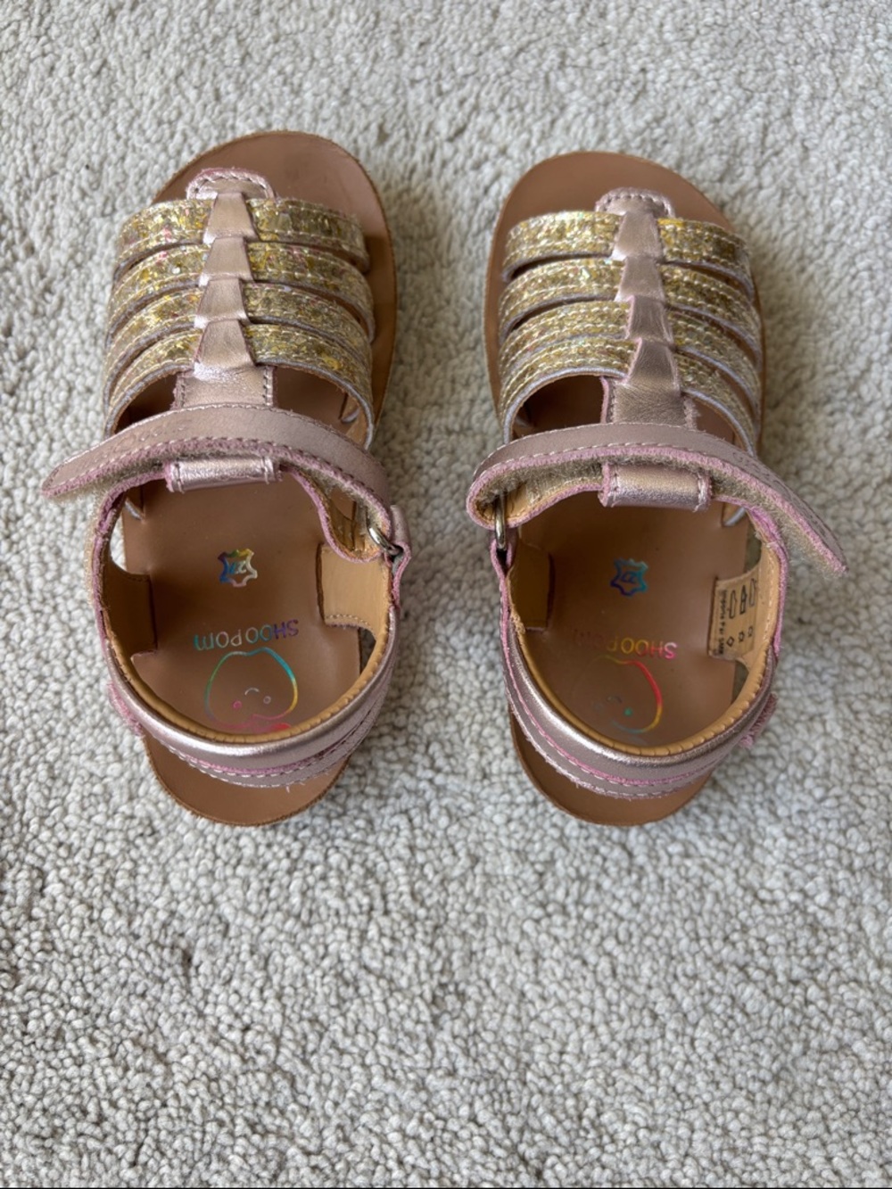 Toddler Pink & Gold Glitter Hook-and-Loop Sandals